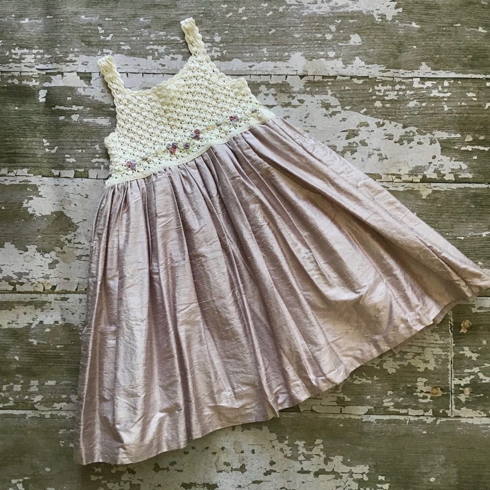Victoria Kids Silk and Crocheted Girl’s Dress